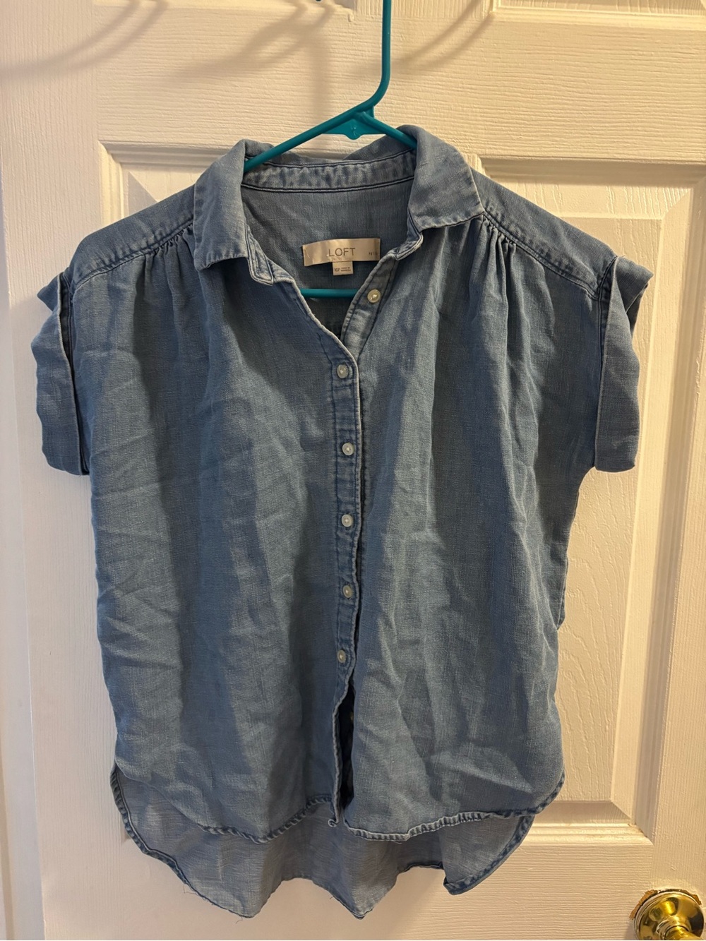 LOFT Chambray Button-Down Shirt - Denim Blue
